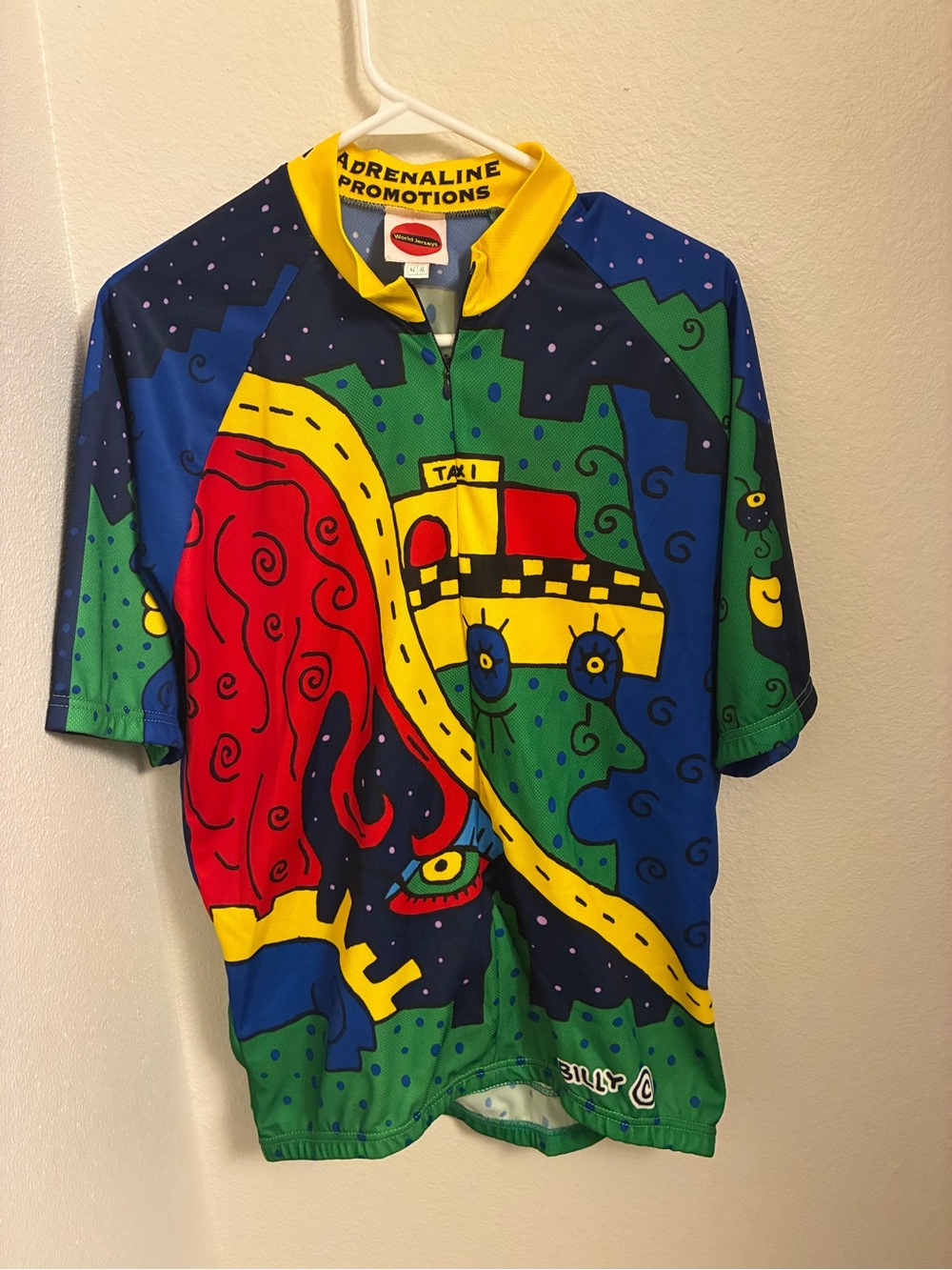 Vintage 90s World Jerseys Men's NYC Taxi Cycling Jersey Size Extra Large